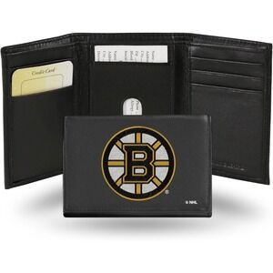 Boston Bruins Rico Industries NHL Embroidered Genuine Leather Tri-fold Wallet